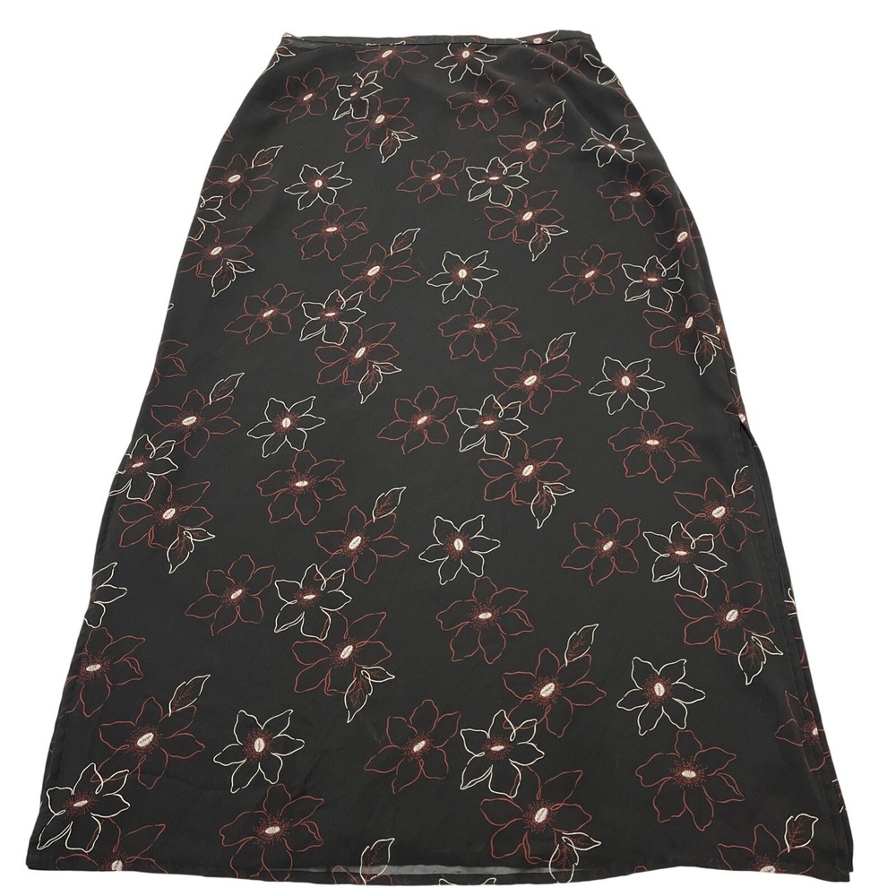 Vintage Kathie Lee Skirt Womens‎ 10 Black Floral Chiffon Maxi Fairy Whimsigoth
